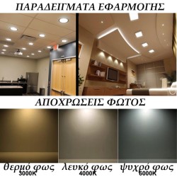 Led panel επίτοιχο λευκό τετράγωνο 24W 230V 6300k ψυχρό λευκό φως 1800lm με τροφοδοτικό